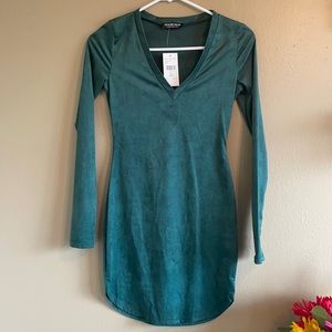 Fashion Nova Tiff Suede Tunic Dress Green XS